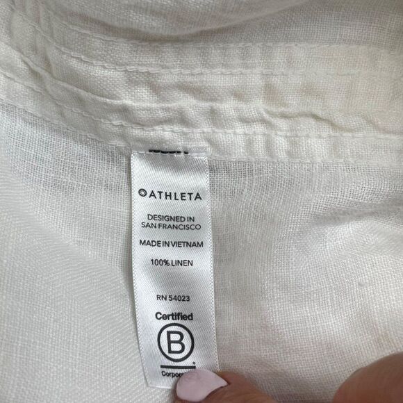 Athleta Cabo Linen Jogger Pant White 12 FLAW - Picture 8 of 12